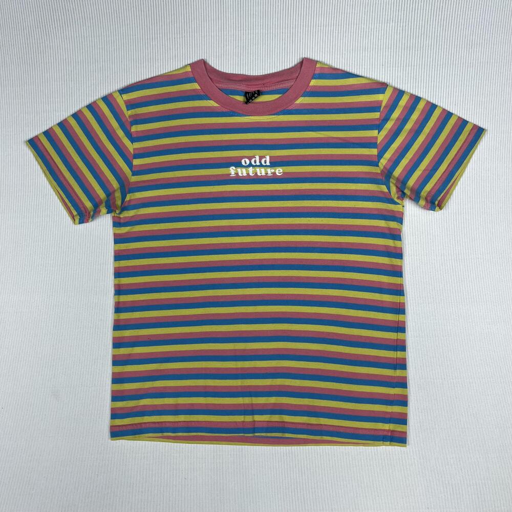 Odd Future Shirt Mens S Multicolor Stripe Logo Graphic Tee Streetwear Hip Hop